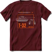 T32 Heavy tank leger T-Shirt | Unisex Army Tank Kleding | Dames / Heren Tanks ww2 shirt | Blueprint | Grappig bouwpakket Cadeau - Burgundy - S