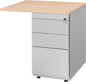 Ladeblok met aanbouwstuk 80x60cm 3 laden kleur Antraciet (Ral 7016) topblad Beuken