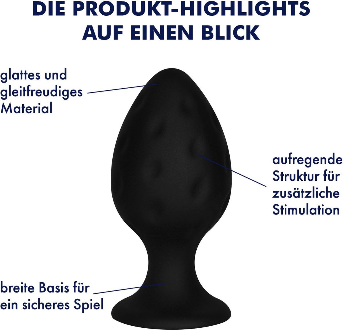 Gestructureerde siliconen anaalplug, 5,8 cm