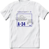A34 Comet leger T-Shirt | Unisex Army Tank Kleding | Dames / Heren Tanks ww2 shirt | Blueprint | Grappig bouwpakket Cadeau - Wit - S
