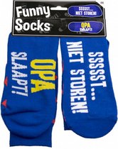 sokken Funny Socks opa slaapt katoen blauw one-size