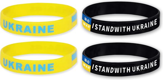 Set van 6 Oekraïne polsbandjes | 3 x Geel en 3 x Zwart | armband | Ukraine | siliconen | elastisch | one size | stand with | steun | support