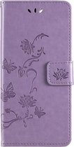 Shop4 - Coque Samsung Galaxy A22 5G - Etui Portefeuille Porte-Cartes Motif Papillon Violet