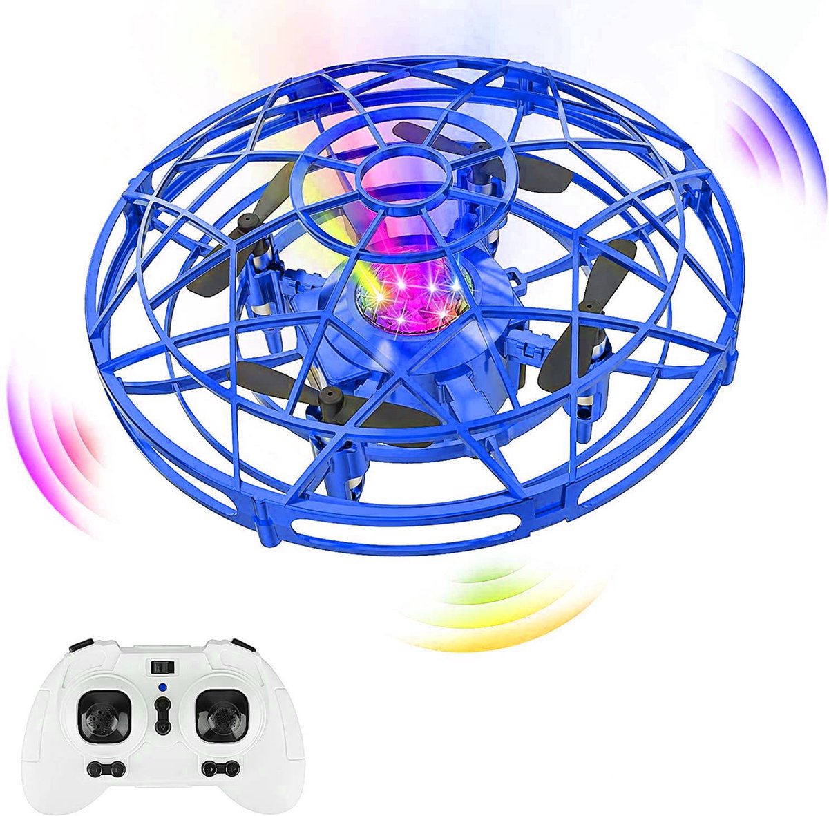 LED Mini UFO Drone voor Kinderen - RC Vliegend Speelgoed - Infrarood Anti-Bots Sensor - Hand Sensor & Afstandsbediening - Quadcopter - 360 ° Flip & Rotatie - Interactief Speelgoed - voor Jongens en Meisjes - Indoor en Outdoor - Blauw