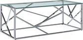 Salontafel transparant 120x60x40 cm gehard glas en roestvrij staal