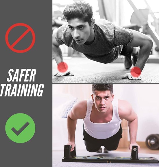 Plank met pomp, krachttraining, thuis, push-up-boardset