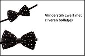 Luxe Vlinderstrik zwart met zilveren bolletjes - Festival gala hollywood bling thema feest strik