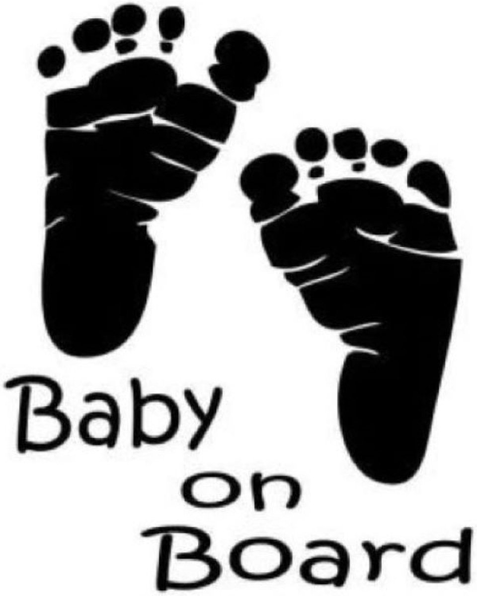Baby On Board Sticker - Auto sticker - Waarschuwing - Baby - Auto - Voetjes - 15x15cm