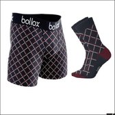 Boxershort en kousenset - Bollox - Topkwaliteit - zwart-rood - Maat XL