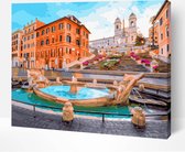 Schilderen Op Nummer Volwassenen DIY Paint By Number Compleet Hobby Pakket op Frame met Vernis - ®Arty Bee - Rome Barcaccia 50x40cm
