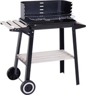 Outsunny Grillwagen grillstation vrijstaande barbecue met windscherm 2 x aflegvlak in hoogte verstelbaar 846-032