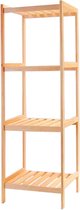 KIPIT - Badkamer Rek van Hout met 4 Etages- Badkamerkast - Keukenrek - 35 x 35 x 119 cm