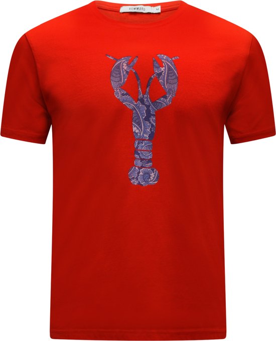 Hommard T-Shirt Rood met grote Blauwe Paisley Lobster XX-Large