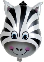 Folie ballon Zebra klein 2 stuks , safari, jungle, Kindercrea 25x34cm