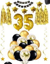 35 jaar verjaardag feest pakket Versiering Ballonnen voor feest 35 jaar. Ballonnen slingers sterren opblaasbare cijfers 35
