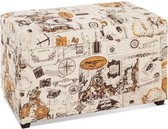 Hocker met opberguimte - Opbergbank Vintage - Stof Opbergkist - 65 x 42 x 40 cm