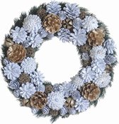 Chique kerstkrans - Pina Needle van Naturn Chistmas | ø 33 cm | krans landelijk rond | kerstdecoratie deurkrans | Krans voor de kerst | kerstversiering kransen | Feestdagen decoratie | Wit