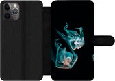 Bookcase Geschikt voor iPhone 11 Pro Max telefoonhoesje - Kwal - Zeedieren - Zwart - Met vakjes - Wallet case met magneetsluiting