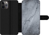 Bookcase Geschikt voor iPhone 11 Pro Max telefoonhoesje - Beton print - Grijs - Scheur - Met vakjes - Wallet case met magneetsluiting