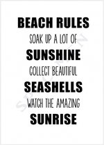A6 (10.5x14.8cm) enkele quote kaarten beach rules - 50 stuks excl. enveloppen | groothandel | beachclub presentje | kaartenshop | strandtent wenskaarten
