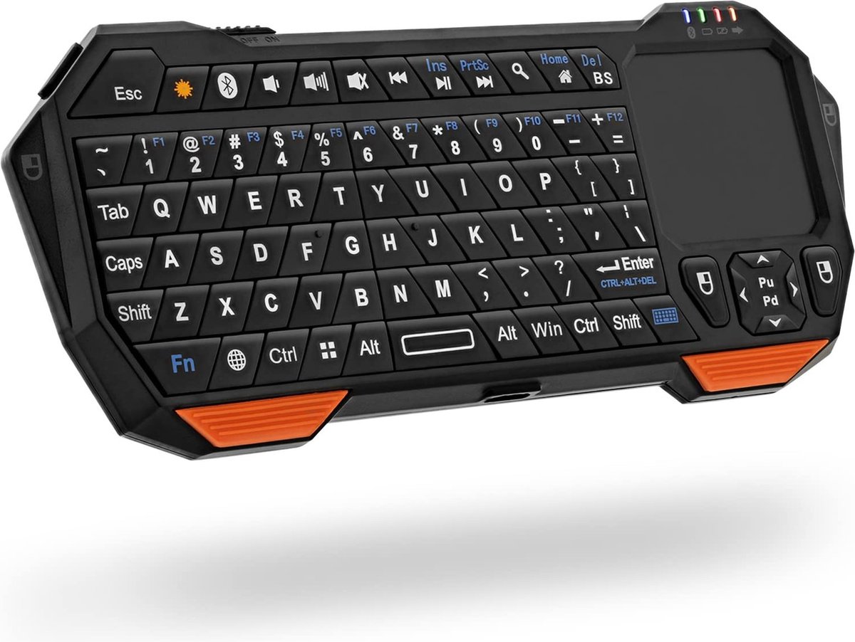 Fosmon mini draadloos toetsenbord (QWERTY), draagbaar Bluetooth-toetsenbord met touchpad