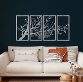 Wanddecoratie | Boom Van Leven / Tree of Life| Metal - Wall Art | Muurdecoratie | Woonkamer |Zilver| 100x50cm