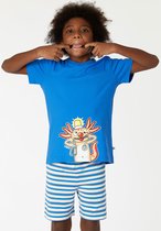 Woody pyjama jongens - axolotl - blauw - 221-1-PSU-S/837 - maat 98