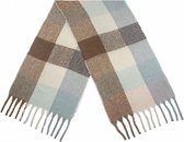 sjaal Geruit dames 190 x 50 cm polyester beige/blauw/bruin