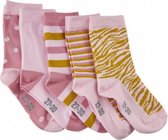sokken met print meisjes katoen roze 5 paar mt 35-38
