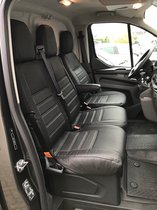 Pasvorm stoelhoezen set (stoel en duobank) Ford Transit Custom 2012 t/m heden - Kunst leer zwart