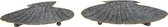 Clayre & Eef Serveerschalen Set van 2 Schelp (2) 30*24*6 / 26*20*5 cm Grijs Ijzer Presenteerschaal Dienblad Decoratie Schaal