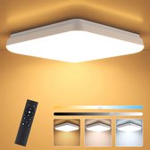 Led-plafondlamp, dimbaar, met afstandsbediening, 36 W, 3600 lm, dimbaar, helderheid en lichtkleur instelbaar, IP54 woonkamerlamp voor badkamer, slaapkamer, keuken, kantoor, hotel