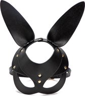 Sexy bunny mask zwart leer / fetish BDSM voor cosplay, carnaval