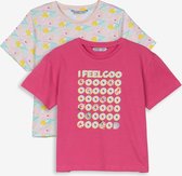Tiffosi-meisjes-t-shirt-2-delige set-Cucu-kleur: roze, multicolor-maat 152
