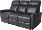 3-zits fauteuil inclusief 2 elektrische fauteuils - Leer en zwart kunstleer - JESS