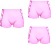 Dames boxershorts 3 pack hoog met kant bewerking XL 40-42 lichtroze