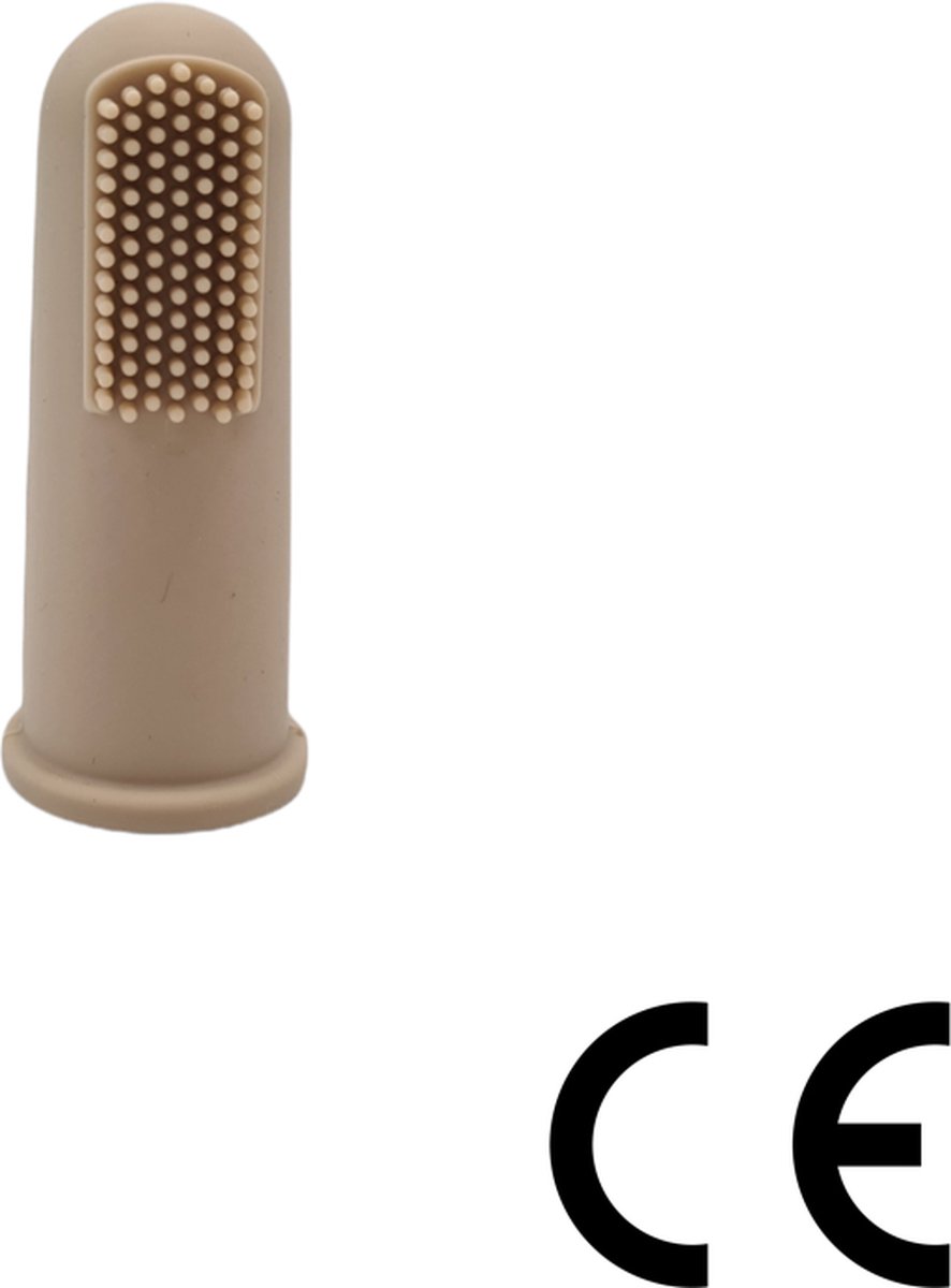 Goedkoopste Baby tandenborstel - doorkomende tandjes - tandvlees massage - vinger tandenborstel - baby/peuter - silicone - vingertandenborstel baby - Licht Bruin inclusief opbergdoosje