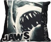 Jaws: Collage Zwart En Wit Vierkant Kussen