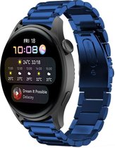 Stalen Smartwatch bandje - Geschikt voor  Huawei Watch 3 - Pro stalen band - blauw - Strap-it Horlogeband / Polsband / Armband