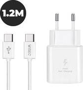 WISEQ 25W Snellader voor Samsung - inclusief USB C Kabel - Quick Charge - Snellader - Wit