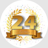 24x Verjaardag ronde stickers 24 jaar - Happy Birthday Feest Stickervellen Kinderen Volwassenen Cadeau Sticker
