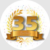 24x Verjaardag ronde stickers 35 jaar - Happy Birthday Feest Stickervellen Kinderen Volwassenen Cadeau Sticker