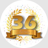 24x Verjaardag ronde stickers 36 jaar - Happy Birthday Feest Stickervellen Kinderen Volwassenen Cadeau Sticker