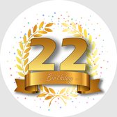 24x Verjaardag ronde stickers 22 jaar - Happy Birthday Feest Stickervellen Kinderen Volwassenen Cadeau Sticker