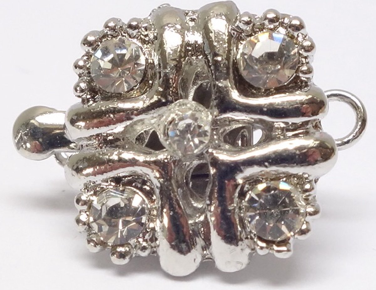 Art & Pearls – 15 juwelen sluitingen met bergkristal – Platina Plated - Anti-Allergisch