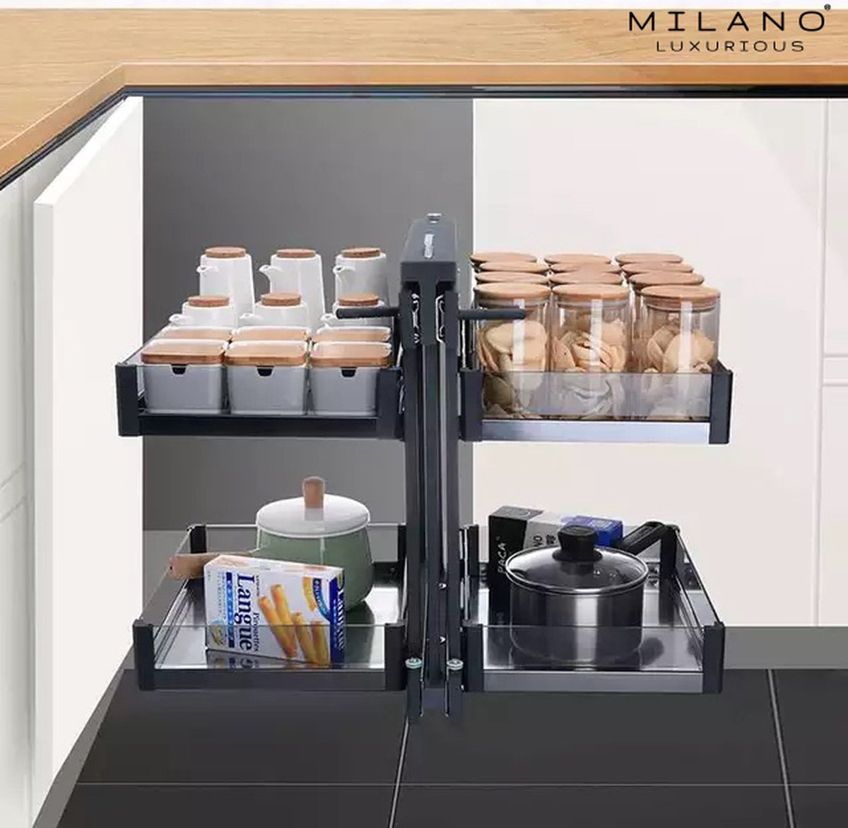 prachtig efficiënt handtekening Milano Luxurious® Magic Corner - Hoek Keukenkast Organizer- Uitschuiflades  - 4... | bol.com