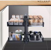 Tiroirs coulissants en acier inoxydable Milano Luxurious® pour Cuisine - Tiroir extensible - Max 15 à 20 kg - 48 x 87 x 53 cm - Argent/ Métal