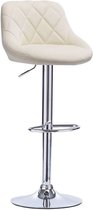 Kamyra® Industriële Lederen Barkruk - Barstoelen met Rugleuning - Verstelbare Zithoogte 60 - 82 cm – Crème 38 x 35 cm