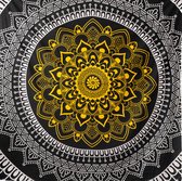 Sankalpa® transformatie Mandala wandkleed – Zuiver katoen - Bedsprei – Strandlaken - Picknickkleed - mandala doek zwart goud