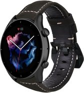 Leer Smartwatch bandje - Geschikt voor  Amazfit GTR 3 - Pro leren band - zwart - GTR 3 & GTR 3 Pro - Strap-it Horlogeband / Polsband / Armband